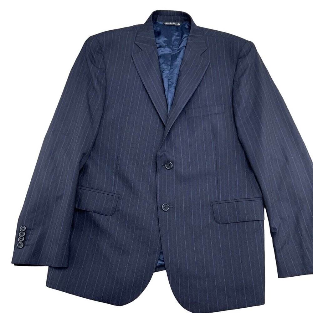 Ermenegildo Zegna Blazer Men 40 Blue Stripe Classic Wool Italy Saks Fifth‎ Ave